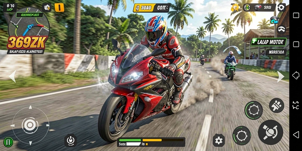 Gameplay balap motor yang mendebarkan di 369ZK.