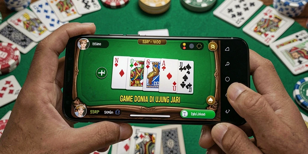 Screenshot yang menampilkan gameplay seru permainan Domino 55RP.