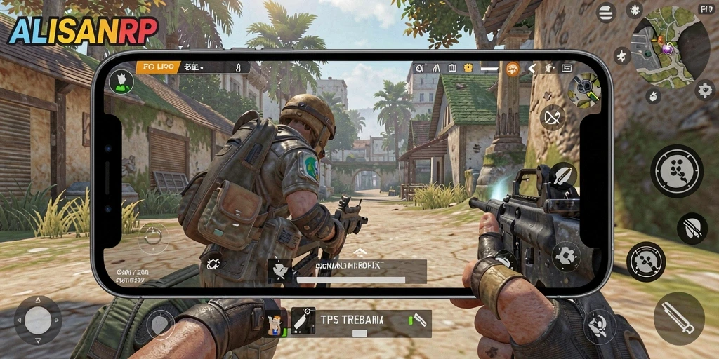 Tangkapan layar utama ALISANRP menunjukkan aksi seru gameplay TPS.