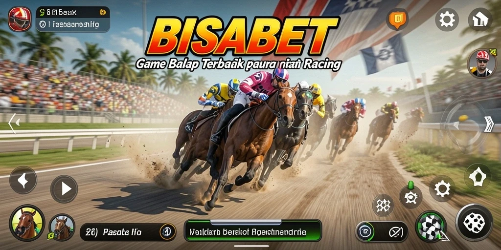 Menampilkan aksi balapan seru dalam game BISABET.