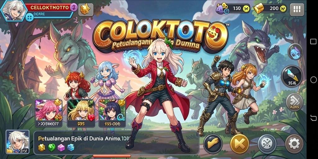 Screenshot gameplay COLOKTOTO yang menampilkan aksi seru karakter anime.
