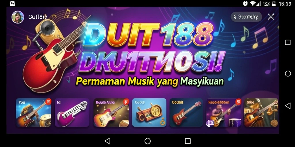 Tampilan gameplay seru di aplikasi DUIT188 dengan berbagai tantangan musik.