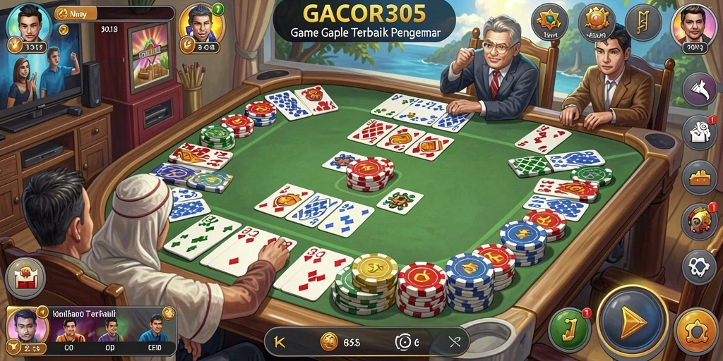 Tampilan gameplay Gaple GACOR305 yang menarik dan seru.