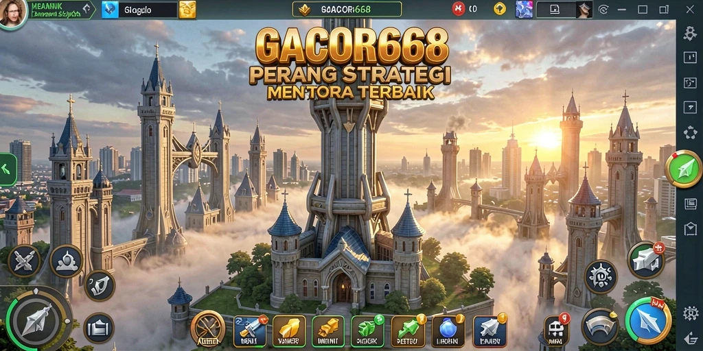 Tampilan gameplay GACOR668 dengan menara pertahanan yang strategis.