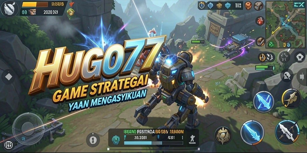 Tampilan gameplay seru dari HUGO77 saat bertempur dengan strategi.