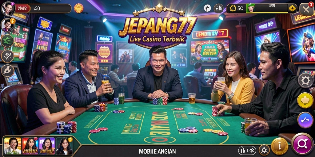 Screenshot menunjukkan dealer Live Casino yang sedang bekerja di JEPANG77.
